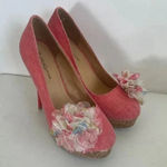 Women's Diva Lounge Pink Floral Platform 6” High Heels Size 8.5 EUC! Photo 0