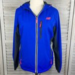 New Balance Hooded Activewear Jacket/Windbreaker Bright Blue/Gray/Neon Pink-M Photo 0