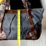 Burberry Denim Shoulder Bag Brown Leather Top Zip Closure Blue Label RARE Photo 7