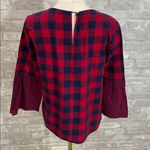 J.Crew Mercantile Red Buffalo Plaid Bell Sleeve Blouse Photo 2