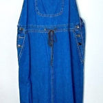 Liz Claiborne Vintage Crazy Horse Denim Overall Maxi Dress Skirt Western Boho Size Medium Photo 0