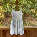 Aerie  Love Of Linen Blend Mini Dress White And Blue Stripe Size M. NEW Photo 2