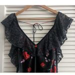 Free People Rose Velvet Ruffle Sleeve Tie Back Asymmetrical Dress Whimsigoth XS Photo 2