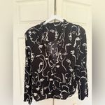 ZARA  Abstract Faces High Neck Cowl Blouse Size XS Black and White Photo 4