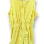 Vintage 80s Yellow Terry Romper Elastic Waist Zip Front Sleeveless Pool Coverup Size M Photo 8