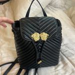 ZARA faux leather black quilted gold lion head medium backpack Photo 1