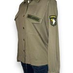 Bobi Los Angeles Womens Button Front Shirt Military XS Green Long Sleeve Cotton Photo 0