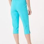 Womens Quacker Factory Dream Jeannes S Capri Turquoise Blue Pull On Pants Rhines Photo 9