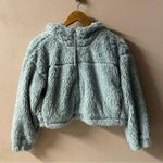 BDG  Light Grayish Blue Crop Teddy Jacket Size S NWT Photo 0