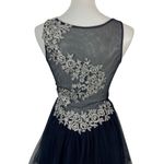 Blondie Nites  Prom Dress Womens 7 Navy Sleeveless Flare Formal Evening Photo 5