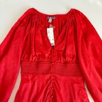Urban Outfitters  Rebecca Red Long Sleeve Jacquard Boho Holiday Mini Dress Small Photo 1