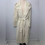 ZARA  Cotton Long Trench Coat Belted Cream White size L 8197 734 Photo 1