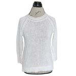 Loft Sweater Womens White Crochet Knit Size XS Long Sleeve Ribbed Solid Stretch Photo 3