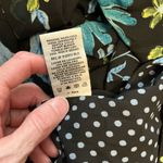 Vintage Black Floral Midi Dress Blue Green Flower Print Short Sleeve Size 12 Photo 3