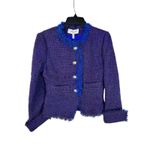 Derek Lam 10 Crosby Tweed Jacket‎ Blazer Fringed Trim Royal Blue Red Size 2 Photo 5