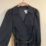DKNY Women's Collared Tie-Waist Long-Sleeve Jumpsuit Black 2 NWT Photo 4