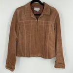 Live a Little Brown Suede Moto Jacket Women's Size L Zip Front Photo 0