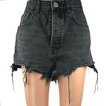 ZARA  Women's Black High Waisted Straight Frayed Cut Off Denim Jean Shorts Size 8 Photo 0