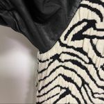 SEARCH FOR SANITY Small Faux Leather Sleeve Sweater Zebra Print Pullover Photo 3