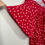 Billabong Red Floral Flare Tie Neck Blouse Size Large Photo 4