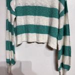 Beach Riot  Green Striped Ava Waterfall Oversized Sweater Sz S Photo 3