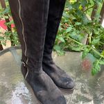 Ivanka Trump  Black Suede Buckles Knee High Stretchy Back Boots 9 Photo 4