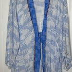 Dolce Vita Blue Abstract Oversize Short Swim Coverup Tie Front Photo 2