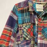 Free People We The Free Lost in Plaid Patchwork Button Down Multi Color Flannel Shirt S|P Photo 3