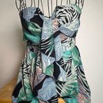 Blue Blush Green and Blue Bustier Tie Front Top botanical summer size M Photo 0