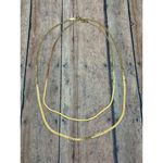 Gold Tone Herringbone Double Strand Chain Necklace Convertible 2 Chains 17" 21" Photo 2