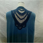 Women's Long Fringe Blue Angle Vest By La Vanya Size 2X Photo 7
