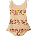 Tori Praver  Smocked Floral One-Piece Swimsuit Size: Small Photo 0
