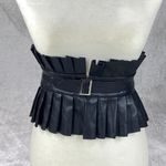 Akira Fashion Corset Womens S Black Faux Leather Belt It Up Pleated Adjustable Photo 0