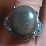 Venus Jasper and Sky Blue Topaz Stainless Steel Ring (Size 7) Photo 0