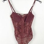 Free People INTIMATELY  Double Dare Chocolate Lace Corset Thong Bodysuit Size XS Photo 0