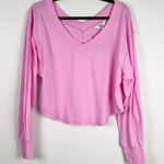 Joy Lab Women's Long Sleeve Boxy Cropped V Neck Tee Pink Sz M NWT Size M Photo 0