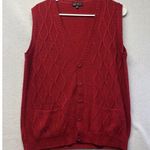 Tinkuy Argyle Cable Knit Sweater Vest Womens L Red Alpaca Wool Button Cardigan Size L Photo 0