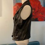 W By Worth  Black Leather Studded Motorcycle Vest Top Size 8 M Photo 2
