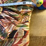 ZARA  Womens Ruffled Top Shirt Linen Blend Tropical S Multi-Color Photo 6