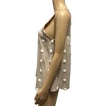 Blu Pepper Tan White Rayon Swiss Dot Spaghetti Strap Sleeveless Tank Top Small Photo 3