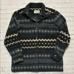 True Grit  Women’s Aztec Navy and Cream Fleece Button Up Shacket Jacket Medium Photo 0