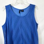 New Directions Large Tank Top Blue Crochet Fringe Western Mature Country 1793 Photo 2