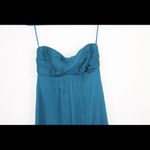 Amsale 100% Silk Teal Strapless Maxi Dress Size 4 Blue Photo 3