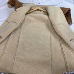 L.L.Bean Faux Suede Sherpa Long Brown Tan Button Front Coat Photo 5