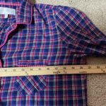 Victoria's Secret Plaid Pajama Top Shirt Pink Blue White Metallic L G Photo 2