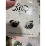 Women's Lillyput Little Things Pug Earrings & Christmas Greeting Card NWT Black Photo 5