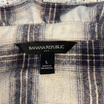 Banana Republic  Wool Blend Ruffle Collar Flannel Shirt Gray Plaid Women’s Size L Photo 3