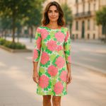 Crown & Ivy  Womens Dress Size XS Pink Green White Sea‎ Turtles Flowers Beach NEW Photo 1