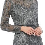 Mac Duggal NWT  5124 Beaded Long Sleeve Evening Gown Charcoal 18 Photo 2