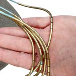 Loft  Light Blue Multi Cord Gold Tone Tube Beaded Statement Necklace Photo 2